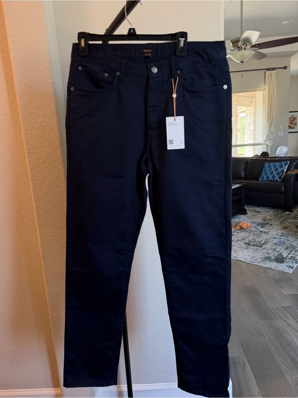 Quince Comfort Stretch Traveler 5 Pocket Pants Deep Navy Blue 32 x 34